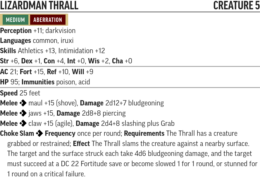 Lizardman Thrall stats