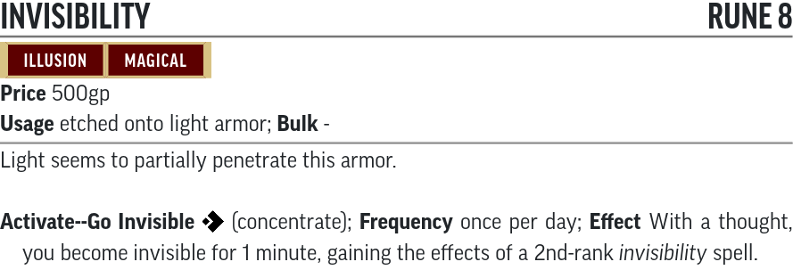 Invisibility rune stats