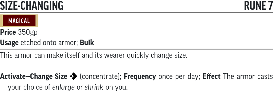 Size-changing rune stats