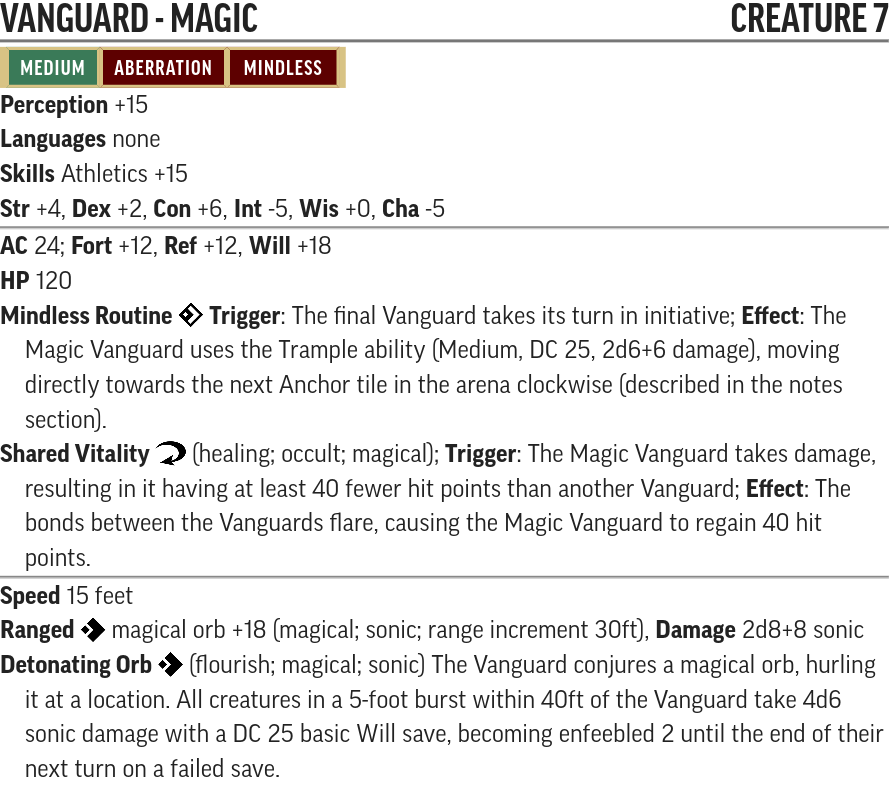 Magic Vanguard stats