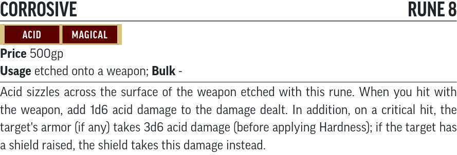Corrosive rune stats